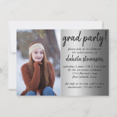 卒業2枚写真 | シルバー スクリプト ブラシ 卒業 招待状 (裏面)