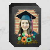 卒業2015ありがとうChalkboardフローラ 招待状 (正面/裏面)