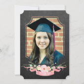 卒業2017ありがとうChalkboardフローラ 招待状 (正面)