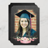 卒業2017ありがとうChalkboardフローラ 招待状 (正面/裏面)