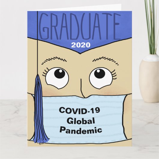 卒業2020 COVID-19の間の女性のグラッドビッグ カード (正面)