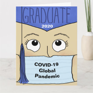 卒業2020 COVID-19の間の女性のグラッドビッグ カード