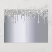 卒業2021年パーティー銀グリッター招待 ポストカード (裏面)