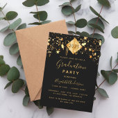 卒業2023パーティートッパー黒金ゴールド星 招待状