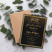 卒業2023パーティーブラックglam金ゴールド招待 ポストカード