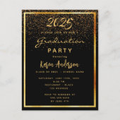 卒業2023パーティーブラックglam金ゴールド招待 ポストカード (正面)