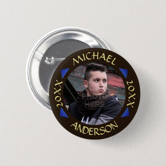 卒業2023 |写真カスタムの三角形モダン形 缶バッジ (正面&裏面)