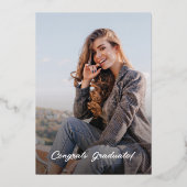 卒業2023 Script Navy Blue写真パーティー金ゴールド 箔招待状 (裏面)