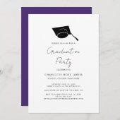 卒業2024スクリプト紫の大学院パーティー 招待状 (正面/裏面)