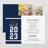 卒業2024 Navy Blue Grad写真パーティー 招待状 (正面/裏面)