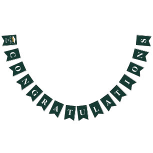 卒業2025おめでとうグラッドグリーン バンティングフラッグ