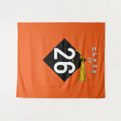 卒業2025オレンジ色の写真の背景 タペストリー (正面(横))