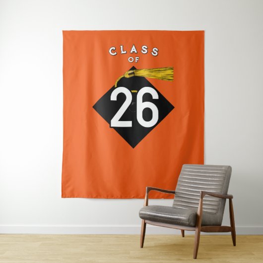 卒業2025オレンジ色の写真の背景 タペストリー (インサイチュ)