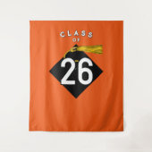 卒業2025オレンジ色の写真の背景 タペストリー (正面)