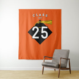 卒業2025オレンジ色の写真の背景 タペストリー