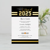 卒業2025グラードパーティー金ゴールド 箔招待状 (立ち正面)