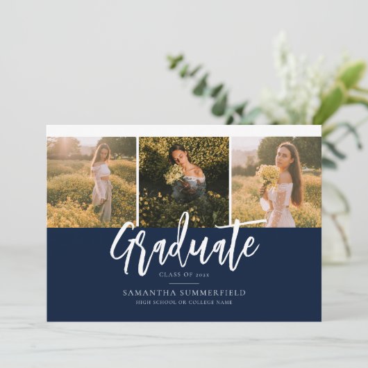 卒業2025スクリプトの写真エレガント 案内状 (スタンド正面)