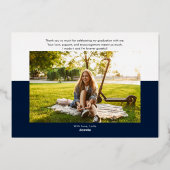 卒業2025スクリプト卒業ありがとう金ゴールド 箔招待状 (裏面)