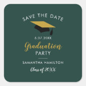 卒業2025スクリプト日付の保存グラードパーティー スクエアシール (正面)