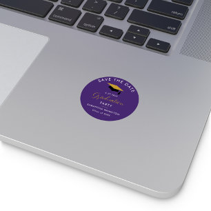 卒業2025スクリプト日付を保存するGrad Purple ラウンドシール