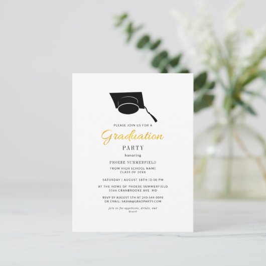 卒業2025タイポグラフィグラードパーティー インビテーションポストカード (スタンド正面)