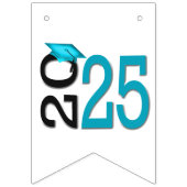 卒業2025ティール（緑がかった色）と黒 バンティングフラッグ (第3の旗)