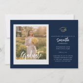 卒業2025ネイビーブルーと白のスクリプト 案内状 (裏面)