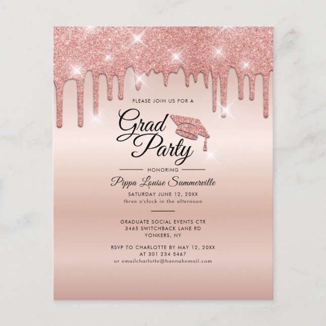 卒業2025バラ金ゴールドパーティの招待状 (正面)