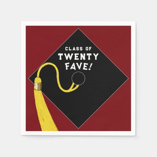 卒業2025パーティーマルーン スタンダードカクテルナプキン (正面)