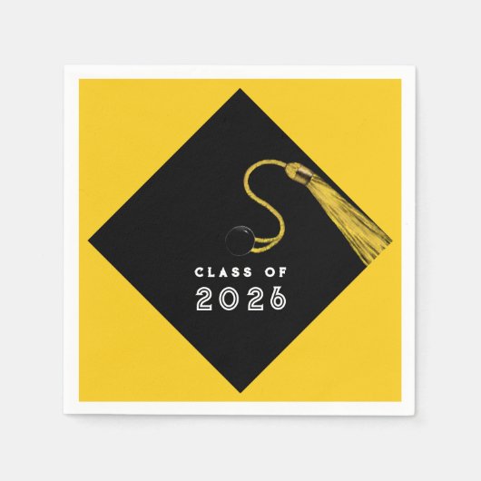 卒業2025パーティー黄 スタンダードカクテルナプキン (正面)