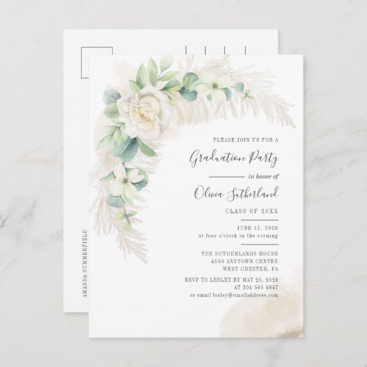 卒業2025ユーカリプタスグラードパーティー インビテーションポストカード (正面/裏面)