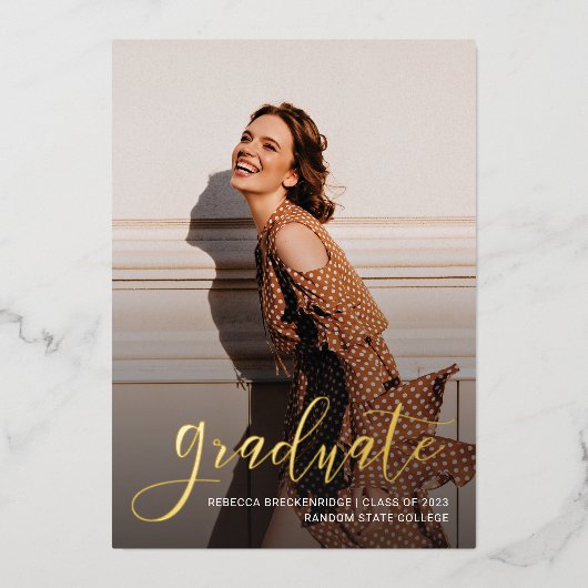 卒業2025写真グラードゴールドフォイル発表 箔招待状 (正面)