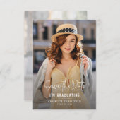 卒業2025写真セーブ・ザ・デート案内 エンクロージャーカード (正面/裏面)