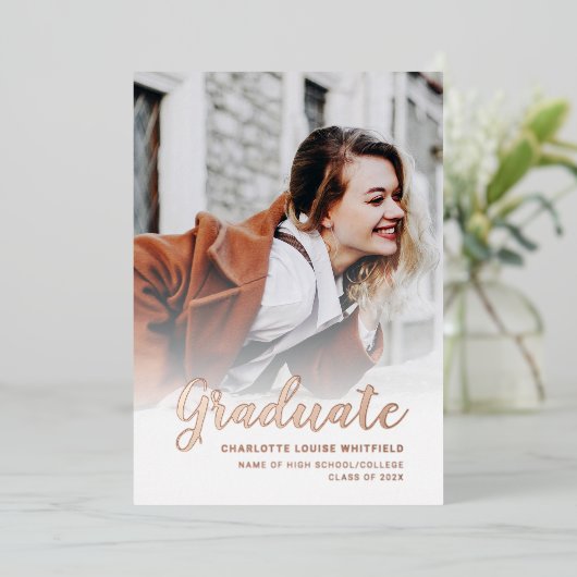 卒業2025写真バラ金箔発表 箔招待状 (立ち正面)