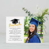 卒業2025写真パーティー金ゴールド 箔招待状 (立ち正面)