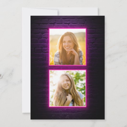 卒業2025写真ピンクネオン卒業パーティー 招待状 (裏面)