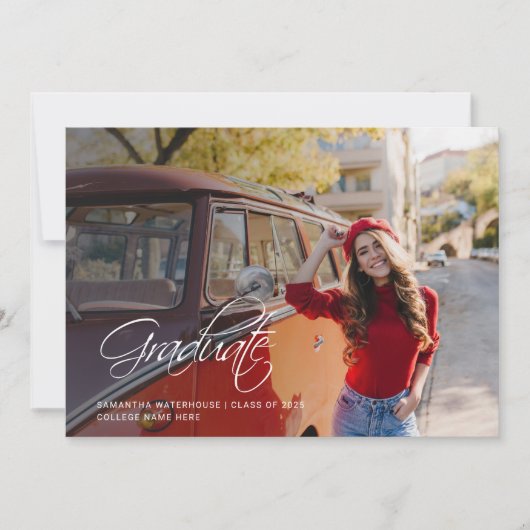 卒業2025写真モダン発表 案内状 (正面)