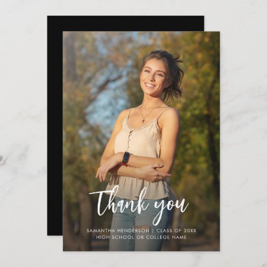 卒業2025写真卒業スクリプト サンキューカード (正面/裏面)