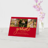 卒業2025写真金箔発表 箔グリーティングカード (蘭)