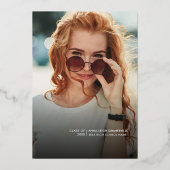 卒業2025卒業パーティー写真バラ金ゴールド 箔招待状 (正面)