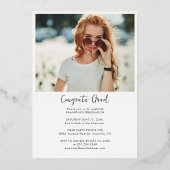 卒業2025卒業パーティー写真バラ金ゴールド 箔招待状 (裏面)