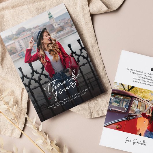 卒業2025大学院写真サンキューカード ノートカード