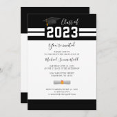 卒業2025白黒ミニマリストグラードパーティー 招待状 (正面/裏面)