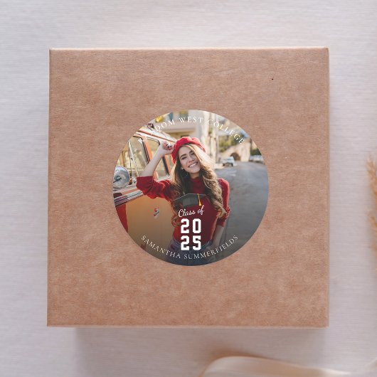 卒業2025赤い写真のグラードパーティー ラウンドシール