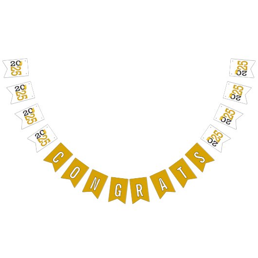 卒業2025金ゴールドと黒 バンティングフラッグ (全)