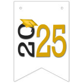 卒業2025金ゴールドと黒 バンティングフラッグ (第1の旗)