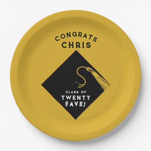 卒業2025金ゴールド ペーパープレート (正面)