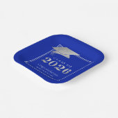 卒業2025青王室の金属フェイク銀 ペーパープレート (傾斜あり)