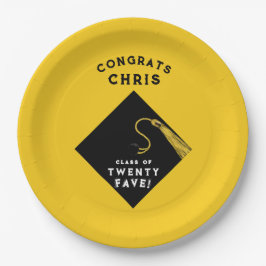 卒業2025黄色 ペーパープレート