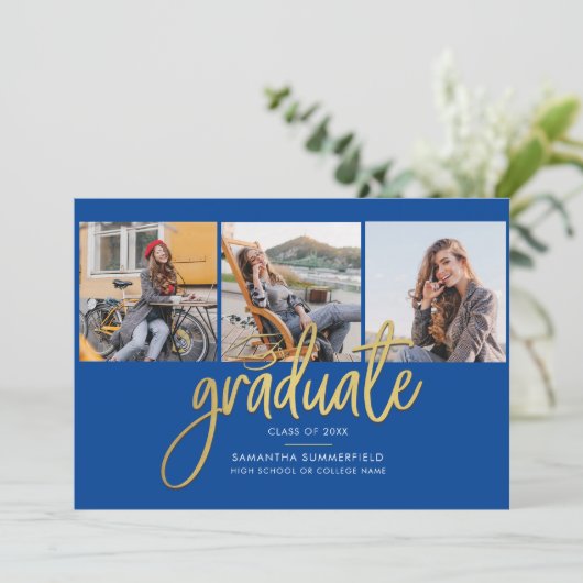 卒業2025 Grad Photos モダンScript 案内状 (スタンド正面)